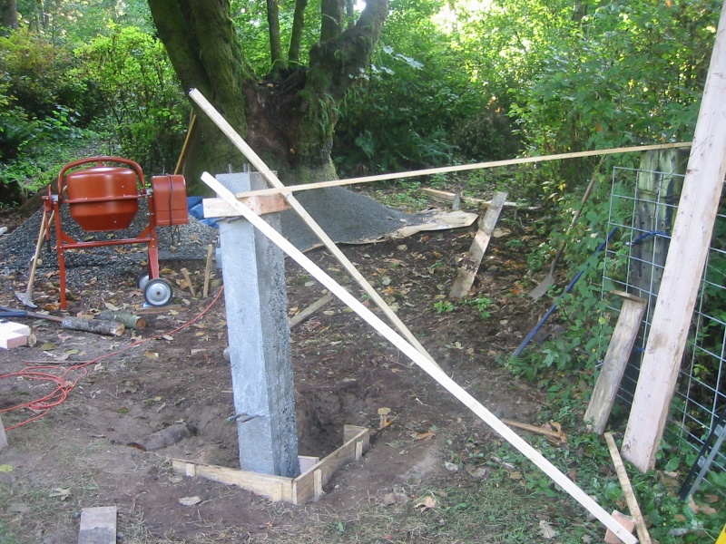 Gate post plumb and braced